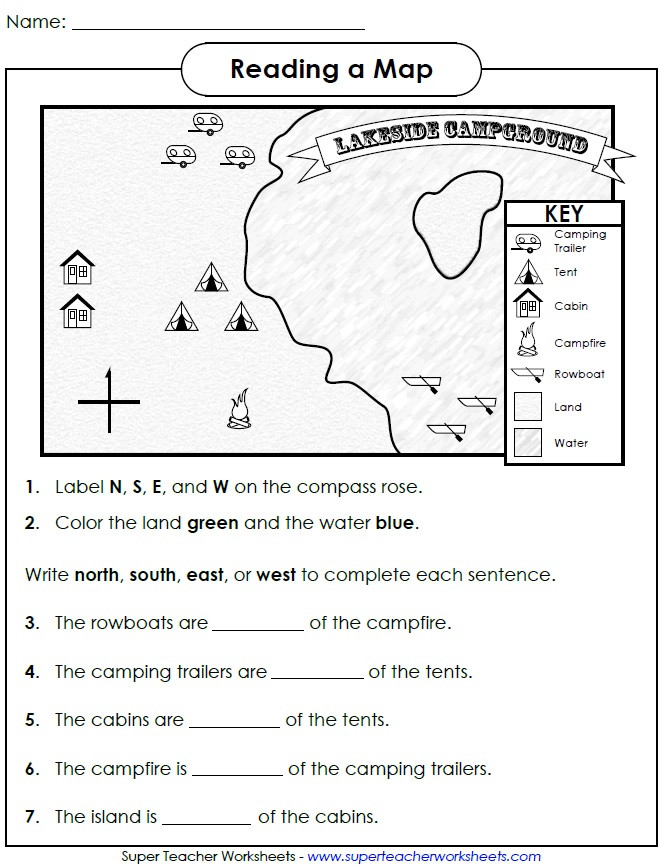4th Grade Map Skills Worksheets Reading Map Cardinal Directions Grade social Stu S