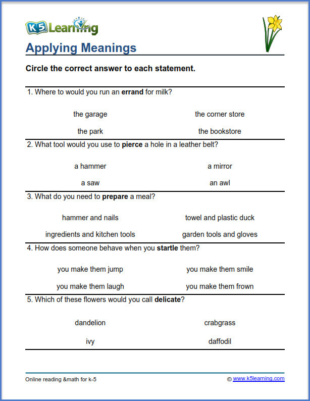4th Grade Vocabulary Worksheets Grade 4 Vocabulary Worksheets – Printable and organized by