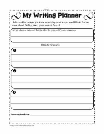 4th Grade Writing Worksheets Expository Planner Worksheets