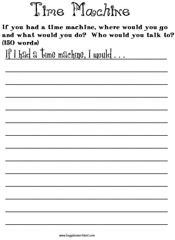 4th Grade Writing Worksheets Time Machine Story Starter This Creative Writing