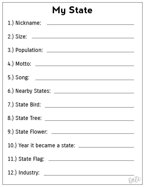 5th Grade Geography Worksheets Free Printable My State Geography Worksheet Homeschooling