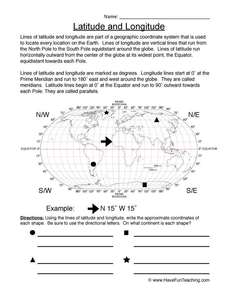 5th Grade Geography Worksheets Latitude and Longitude Worksheet