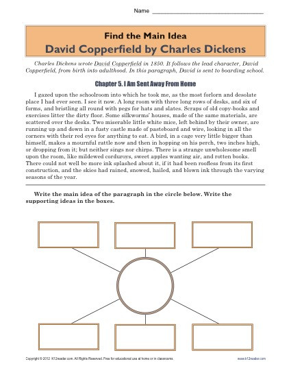 5th Grade Main Idea Worksheet High School Main Idea Worksheet About the Book David