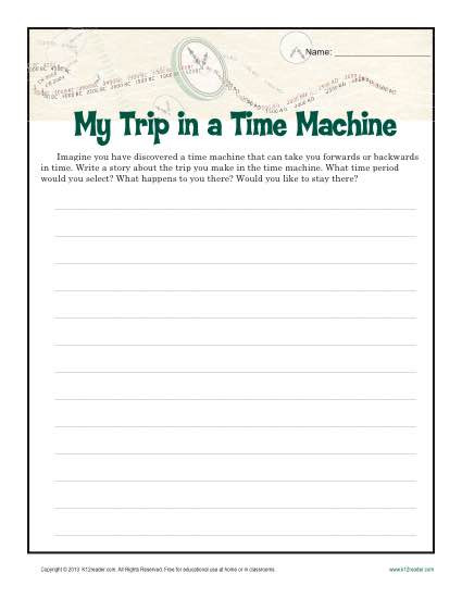 6th Grade Essay Writing Worksheets My Time Machine Trip