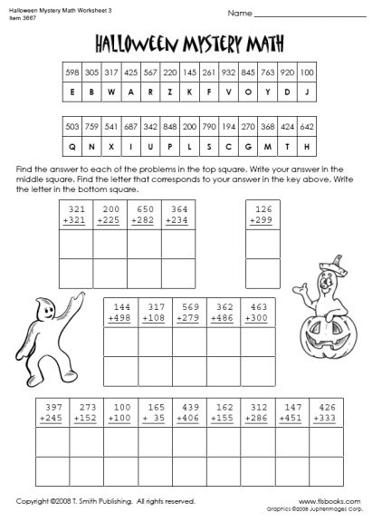 6th Grade Math Puzzle Worksheets Halloween Mystery Math Worksheet 3