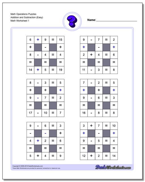 6th Grade Math Puzzle Worksheets Multiplication and Division with Missing Operations Small