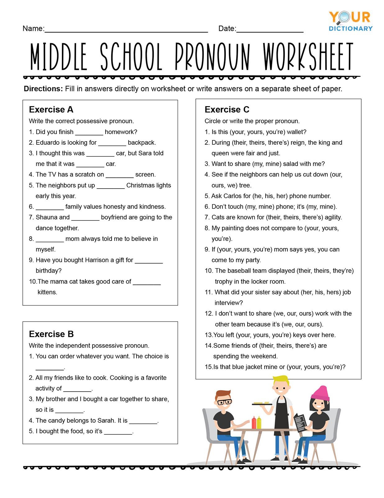 6th Grade Pronoun Worksheets Pronoun Worksheets for Practice and Review