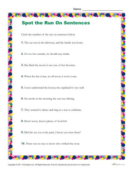 6th Grade Sentence Structure Worksheets which Of the Following is A Run On Sentence