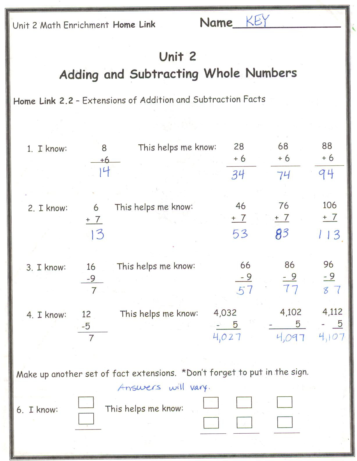 7th Grade Math Enrichment Worksheets Concord Grade 3 Math Enrichment Home Links