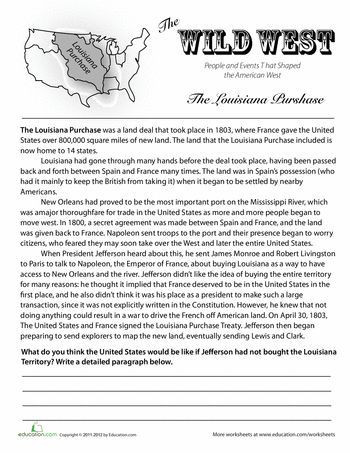 7th Grade World History Worksheets History Of the Louisiana Purchase