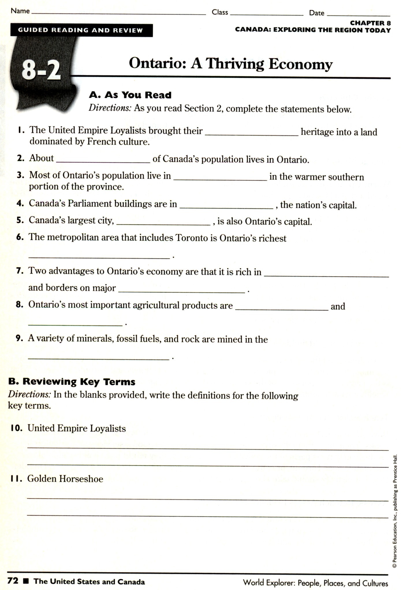 7th Grade World History Worksheets Physical Geography the United States and Canada Worksheet