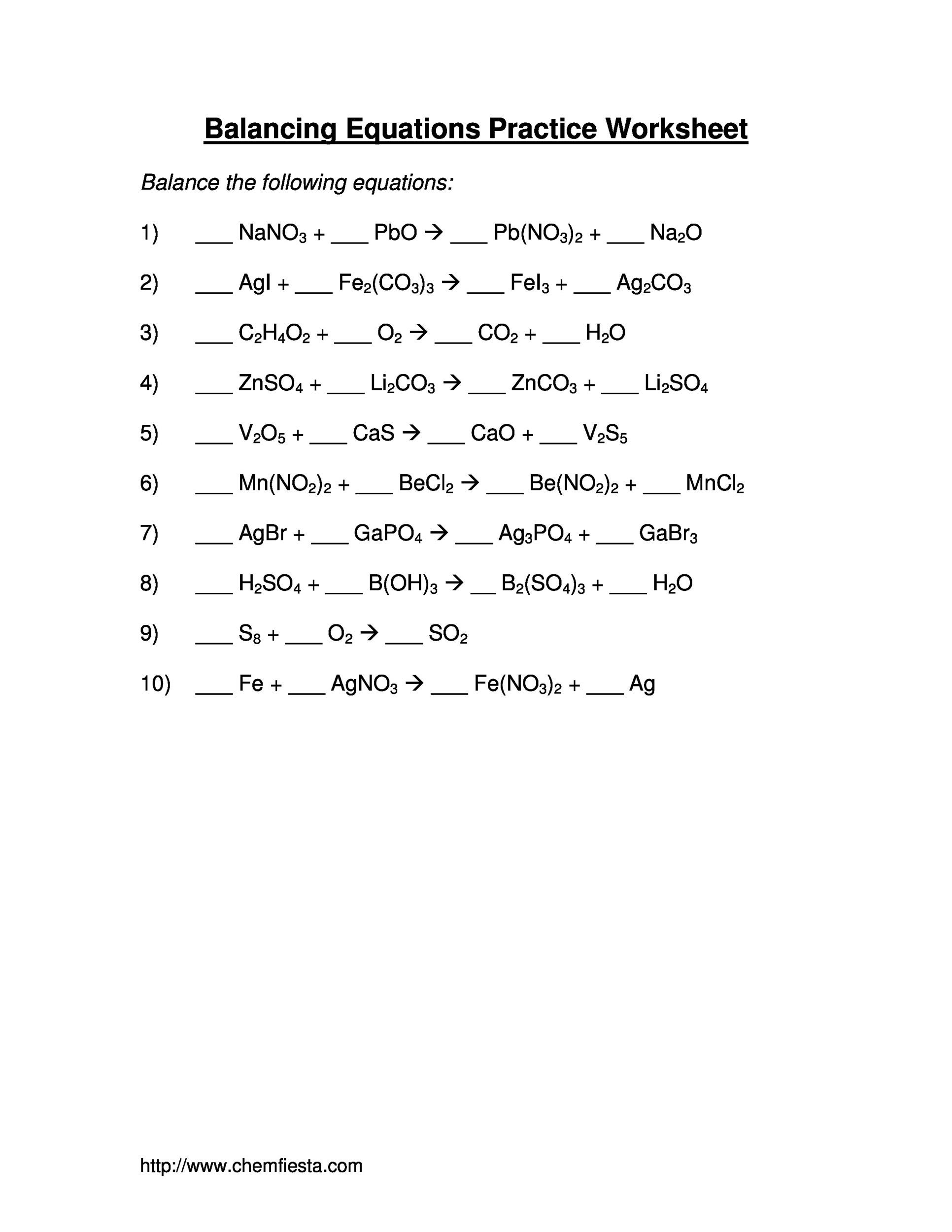 8th Grade Chemistry Worksheets 49 Balancing Chemical Equations Worksheets [with Answers]