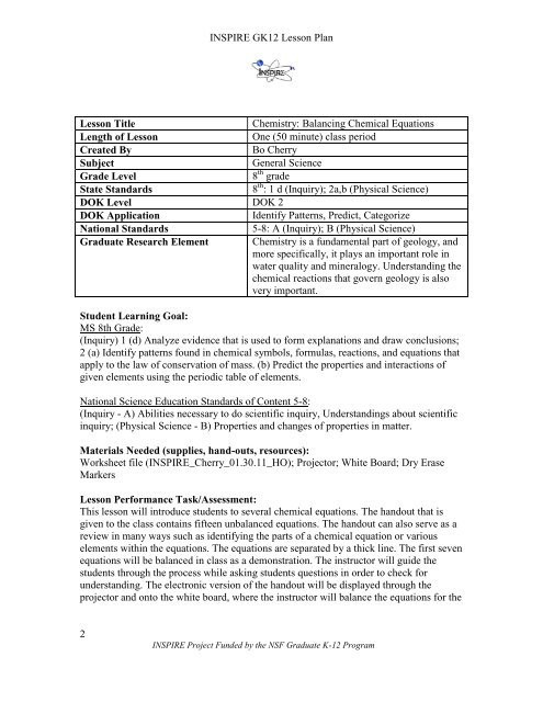 8th Grade Chemistry Worksheets Chemistry Balancing Chemical Equations