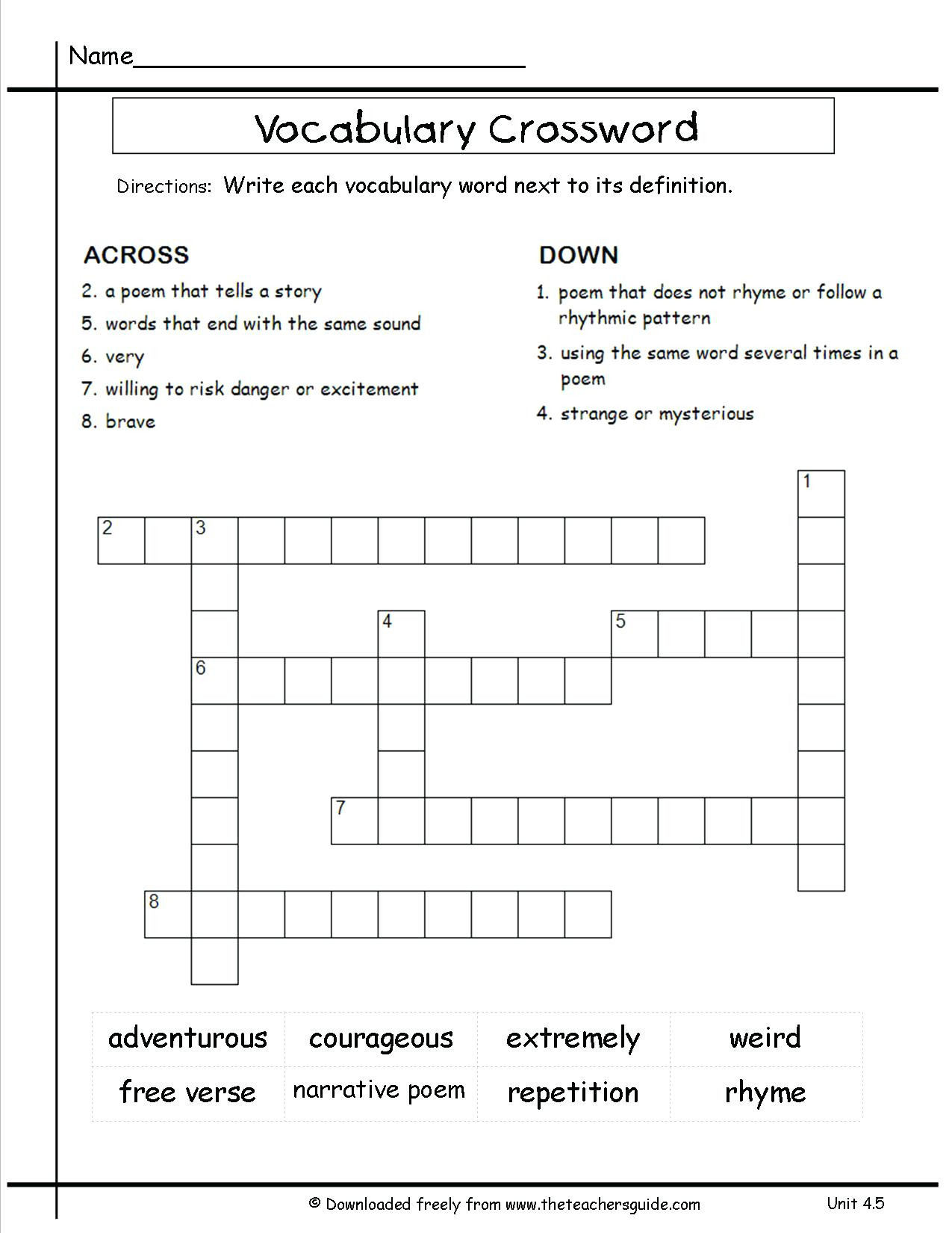 8th Grade Math Vocabulary Crossword Vocab for 3rd Grade – Timothyfregosoub