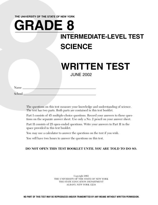 8th Grade Science Worksheets Grade 8 Science Written Test Worksheet for 8th Grade