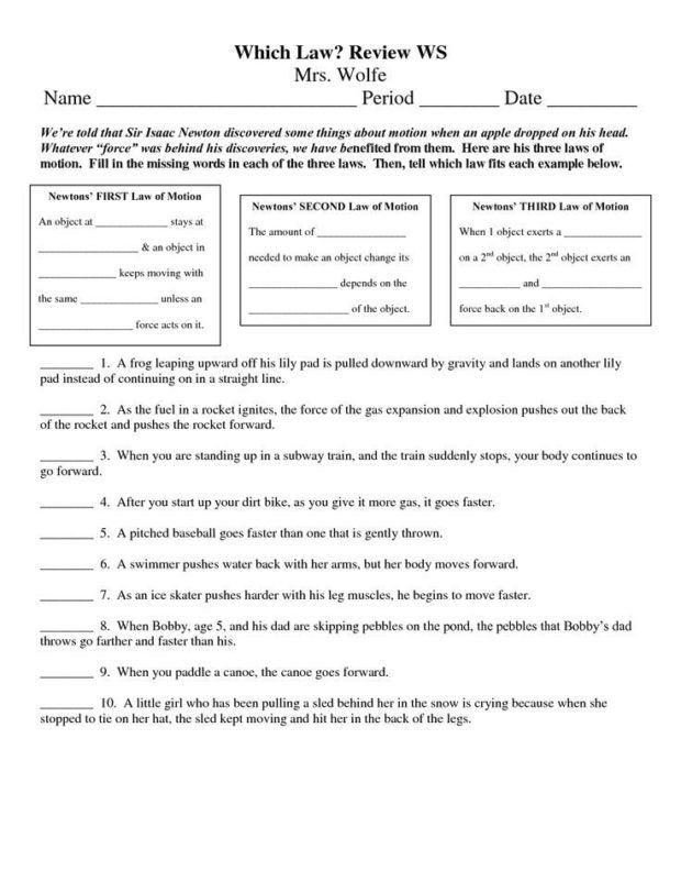 8th Grade Science Worksheets Science 3 Laws Of Motion Worksheets Newton S Third Law Laws