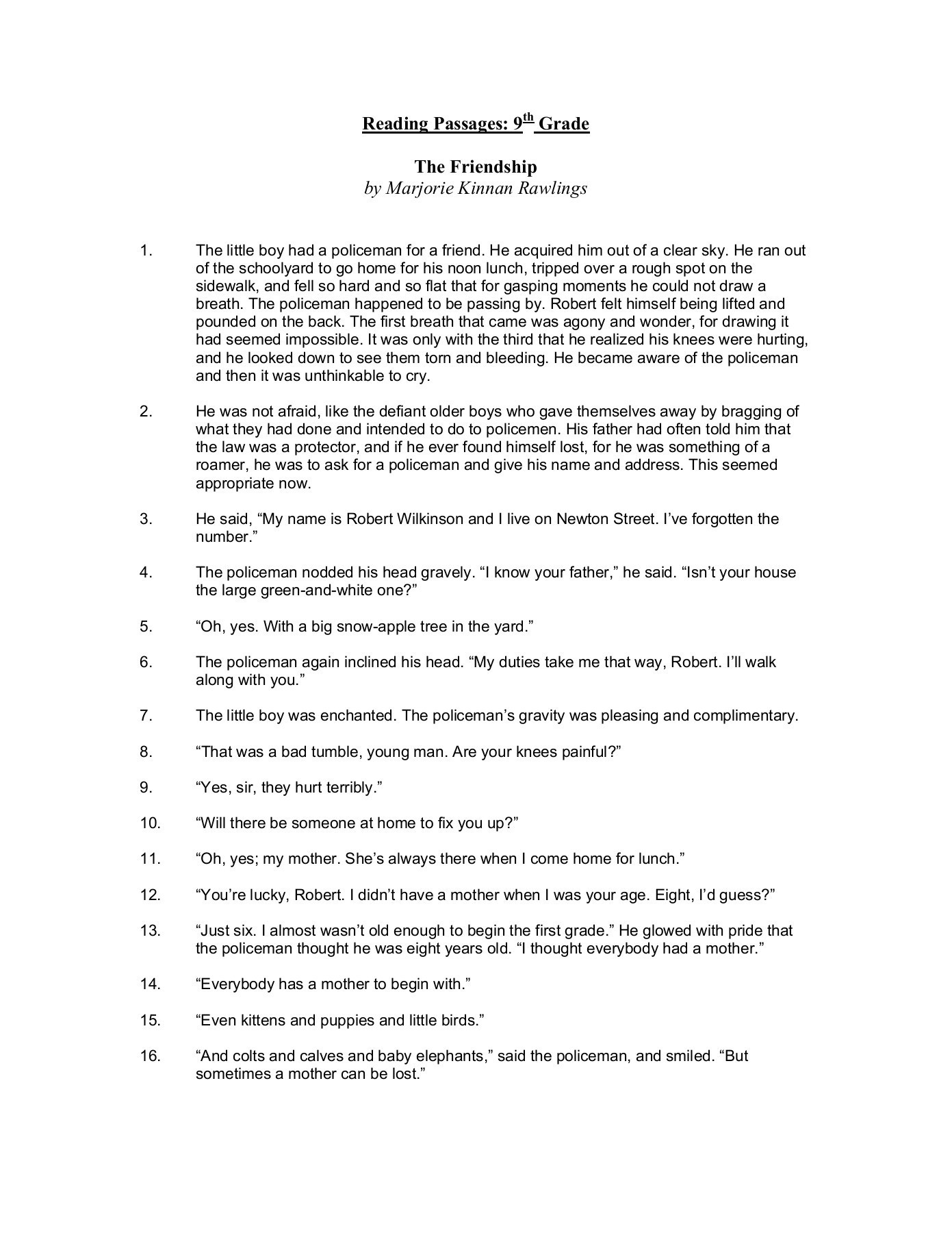 9th Grade Reading Comprehension Worksheet Reading Passages 9th Grade Dallas County Schools