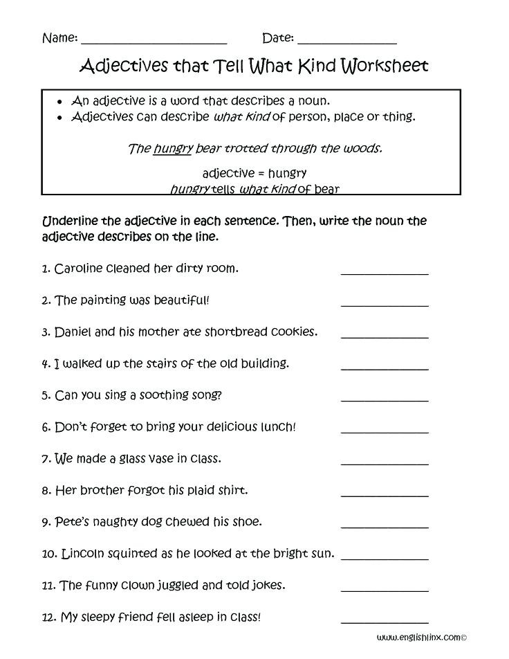 Adjective Worksheets 2nd Grade Adjectives Worksheets for Grade 2 Adjective Worksheets Grade