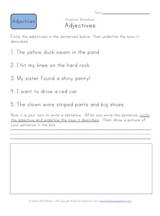 Adjective Worksheets 2nd Grade Circle the Adjectives Worksheet 2