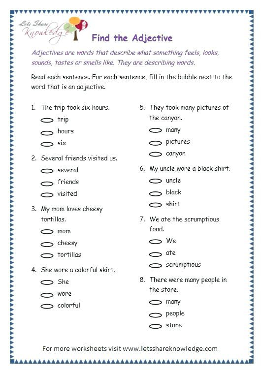 Adjectives Worksheets 3rd Grade Adjectives Worksheets for Grade 3 Page 7 Page 7 Adjectives
