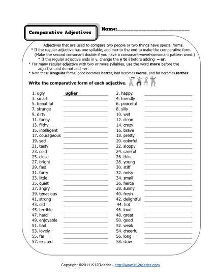 Adjectives Worksheets 3rd Grade Parative Adjectives Worksheets 3rd Grade Good Better Best