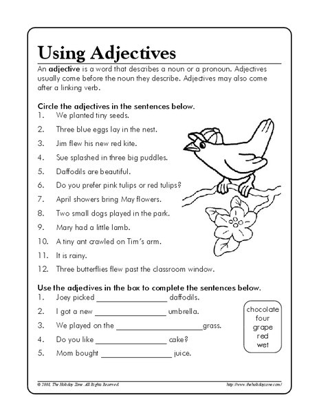 Adjectives Worksheets 3rd Grade Using Adjectives Worksheet for 3rd 5th Grade Lesson Planet