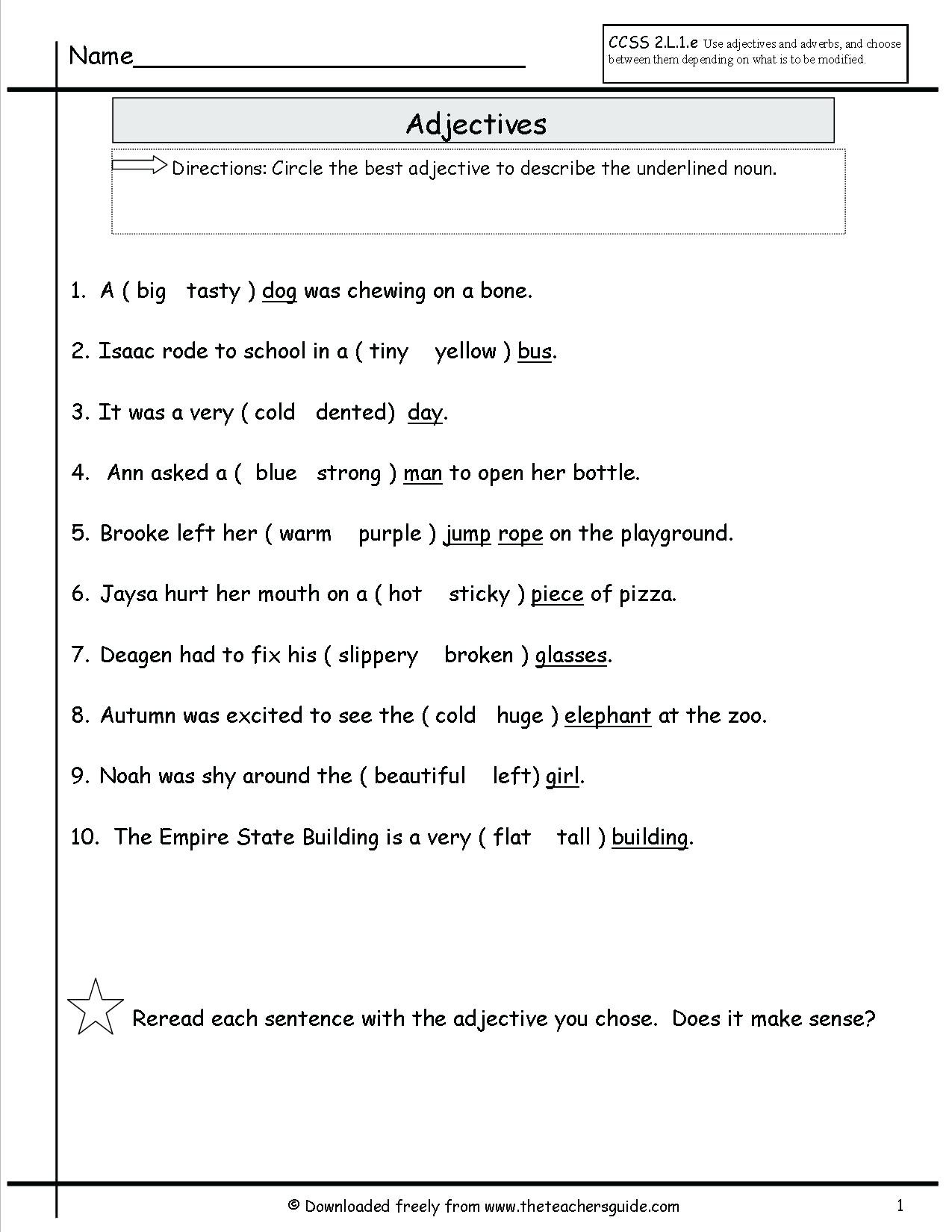 Adjectives Worksheets for Grade 1 Adjectives Worksheets for Grade 3 Adjectives Worksheet