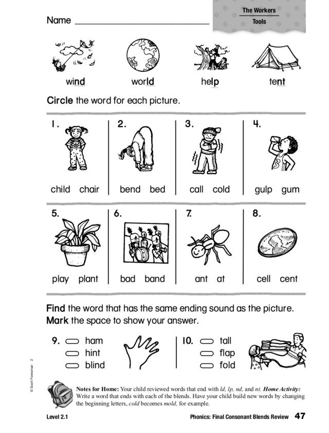Blends Worksheet for First Grade Phonics Final Consonant Blends Review Worksheet for 1st