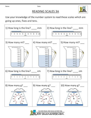 Capacity Worksheets 3rd Grade Homework Sheet 37 Reading Scales Answers