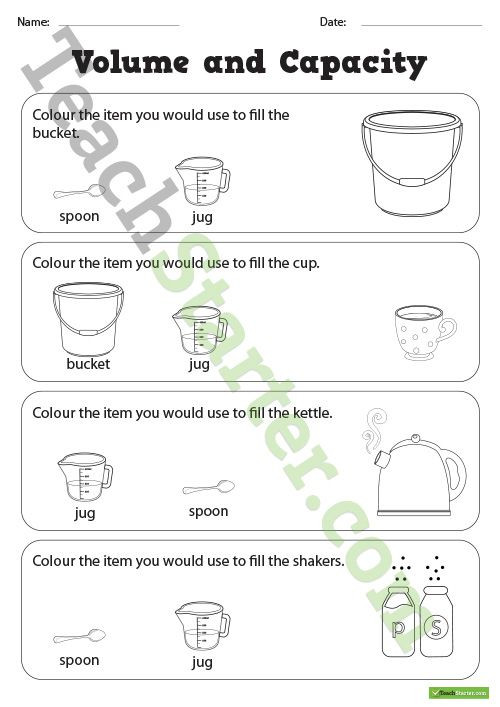 Capacity Worksheets 4th Grade Volume and Capacity Colouring Worksheets Teaching Resource