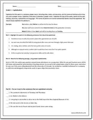 Capitalization Worksheets 4th Grade Grade 5 – Capitalization Worksheet