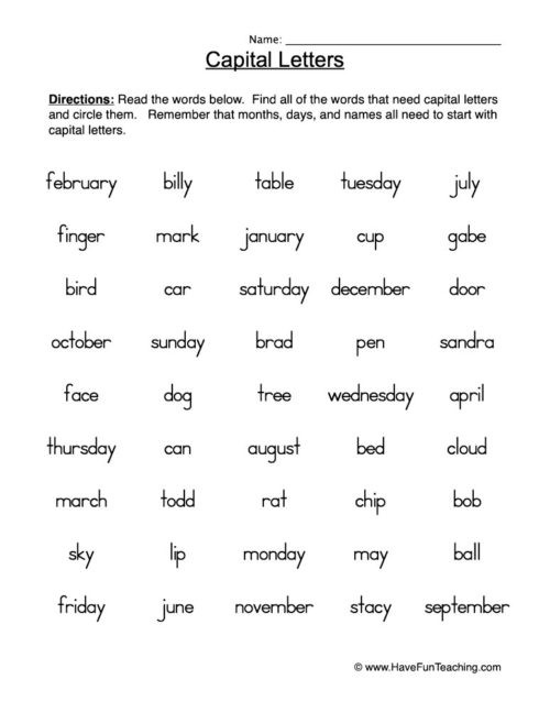 Capitalization Worksheets for 2nd Grade Capitalization Worksheets • Have Fun Teaching