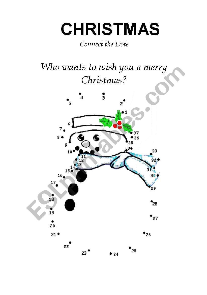 Christmas Connect the Dots Printables Christmas Connect the Dots Esl Worksheet by Pan11