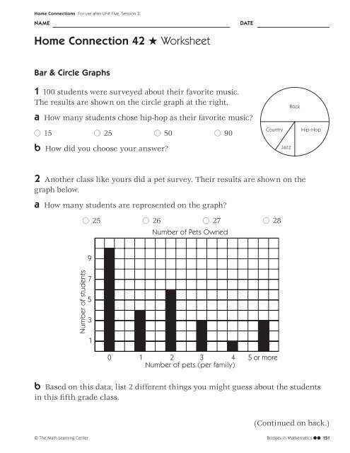 Circle Graphs Worksheets 7th Grade Home Connection 42 Worksheet Mr Knowles