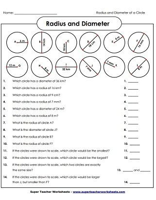 Circle Graphs Worksheets 7th Grade Radius and Diameter Of Circles