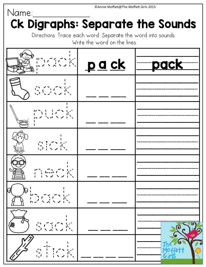 Ck Worksheets for 1st Grade Digraphs Ck Words No Prep Packet