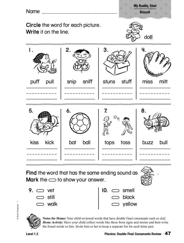 Ck Worksheets for 1st Grade Phonics Double Final Consonants Review Worksheet for 2nd