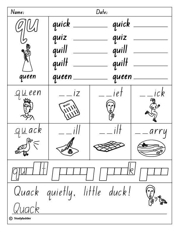 Ck Worksheets for 2nd Grade Digraph &quot;qu&quot; to