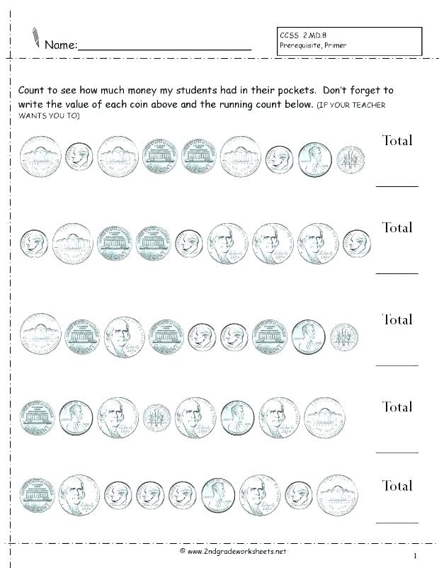 Coin Worksheets First Grade Count Money Worksheet Grade Money Worksheets First Grade