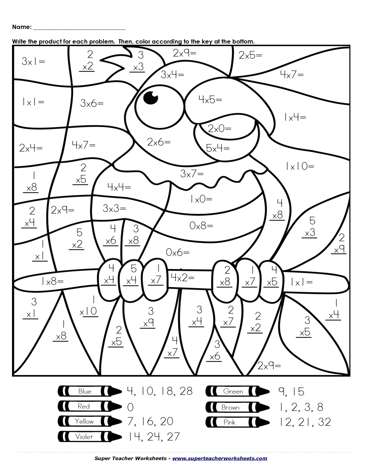Coloring Pages for 3rd Graders Multiplication Coloring Worksheets