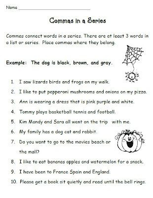 Commas Worksheet 4th Grade Mas In A Series