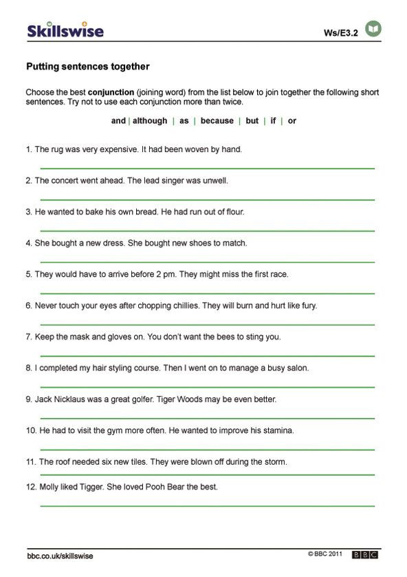 Complex Sentence Worksheets 4th Grade Connectives Worksheet Preview