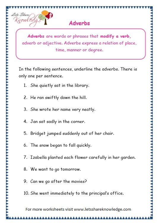 Conjunction Worksheets for Grade 3 Grade 3 Grammar topic 16 Adverbs Worksheets