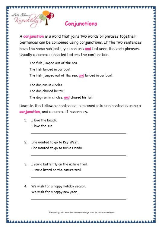Conjunction Worksheets for Grade 3 Grade 3 Grammar topic 19 Conjunctions Worksheets