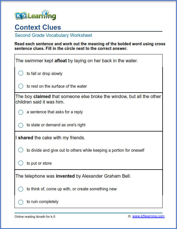 Context Clues Worksheets Grade 5 2nd Grade Vocabulary Worksheets – Printable and organized by