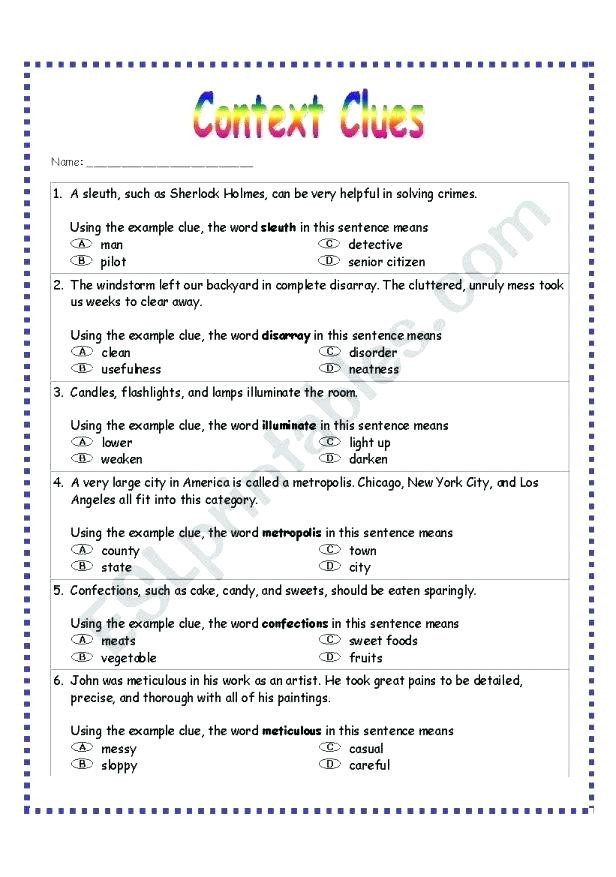 Context Clues Worksheets Grade 5 5th Grade Context Clues Worksheets – Timothyfregosoub