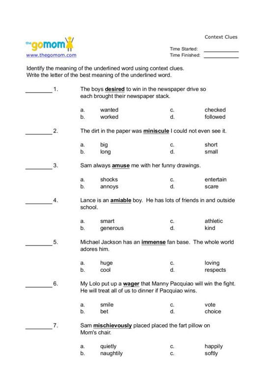 Context Clues Worksheets Second Grade Multiple Choice Context Clues Worksheets &amp; Teaching Context