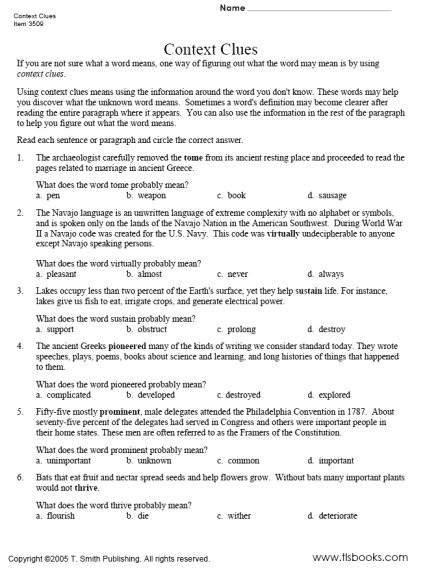 Context Clues Worksheets Second Grade Play the Word Meaning Game Context Clues Worksheets for 2nd