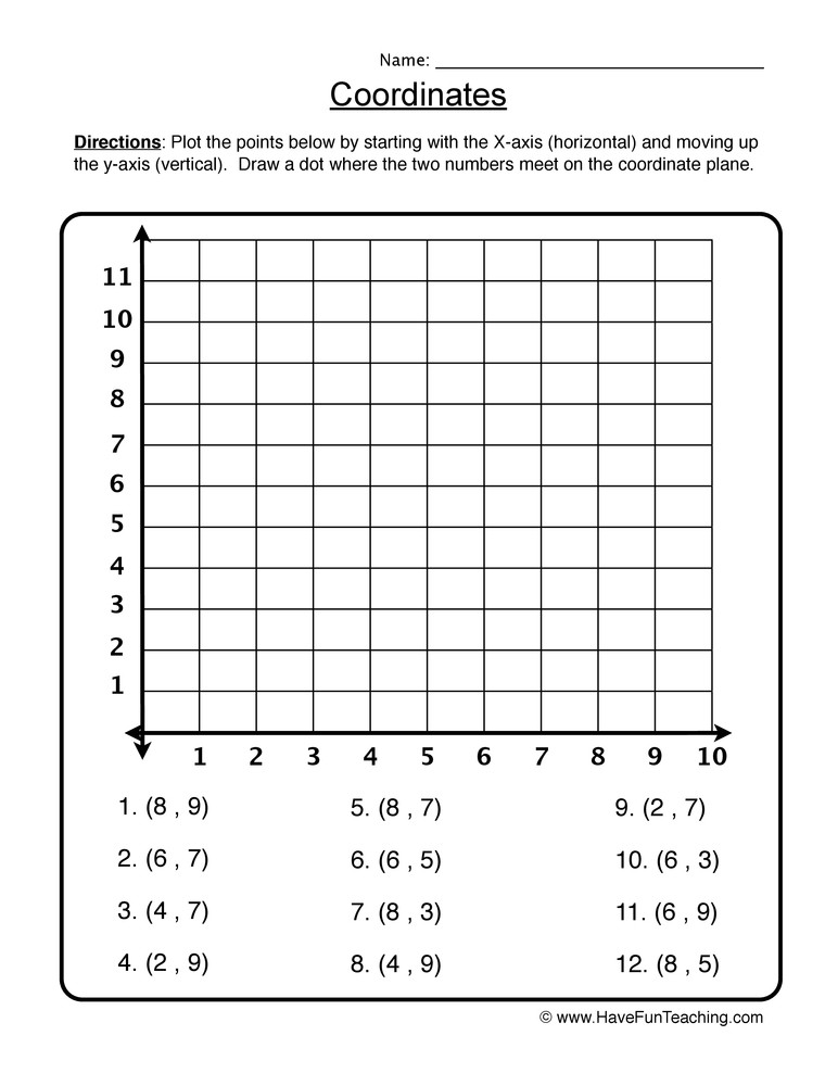 Coordinate Grid Worksheets 5th Grade Use Coordinate Pairs Worksheet