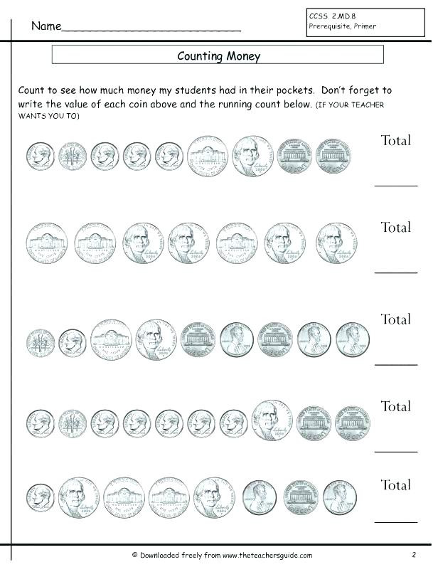 Counting Coins Worksheets 2nd Grade Counting Coins and Bills Worksheets Count the Money